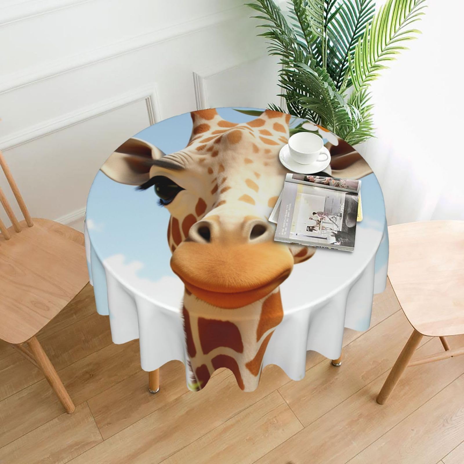 Fodpand Black Giraffe Tablecloths For Round Tables 60 Inches - Reusable And Washable Kitchen Table Clothes Decorative Table Cover For Dining Tables, Buffet Parties, Wrinkle Resistant