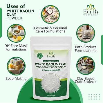 White Kaolin Clay パウダー – 100g / 3.5オンス | 化粧品グレードの天然粘土 DIYフェイスマスク ボディマスク 石鹸作り パーソナルケア処方用