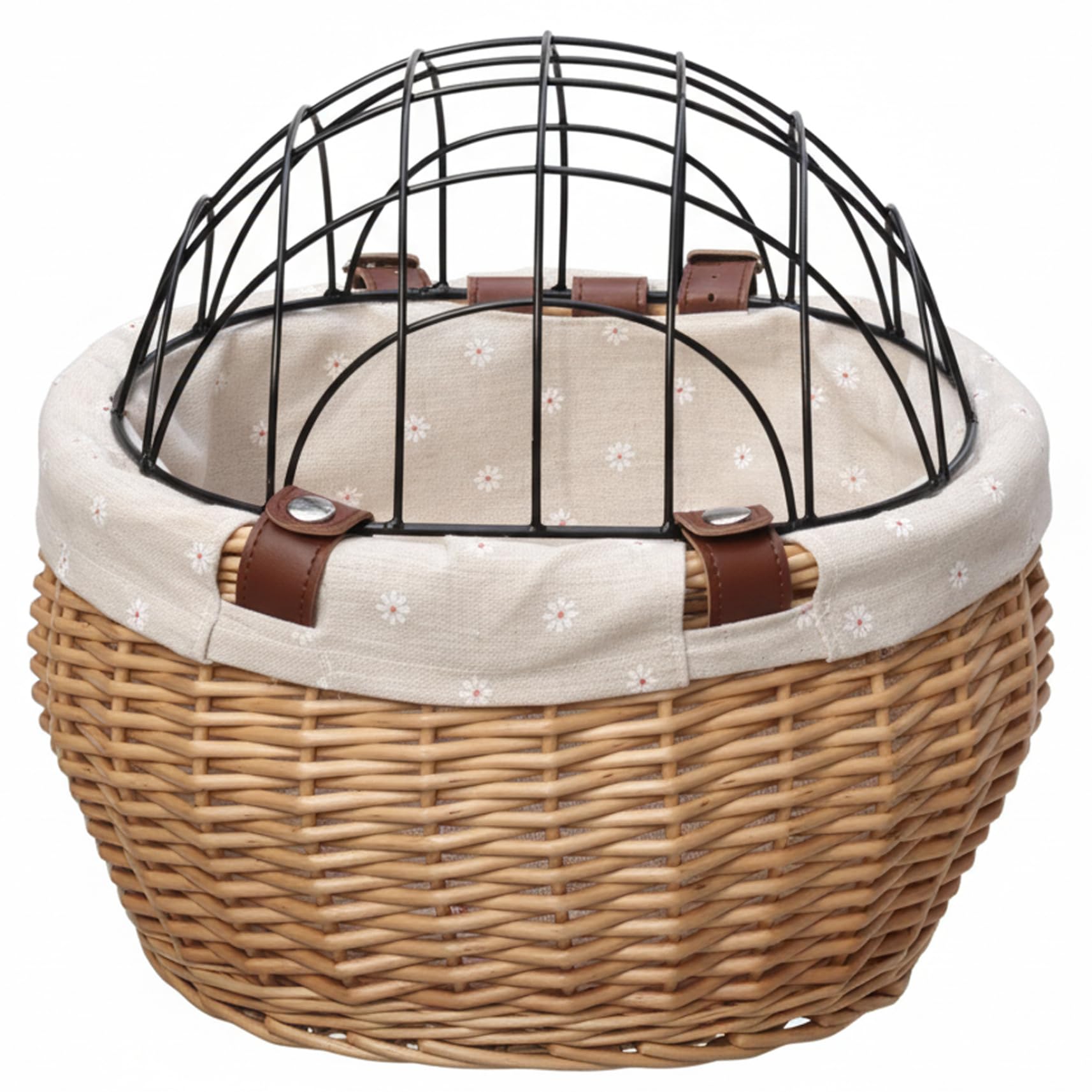 Cestino per bici per cani con copertura – Supporto sicuro per bici per animali domestici per cani di piccola taglia Gatti Cestino in rattan per riporre oggetti 12x10x8