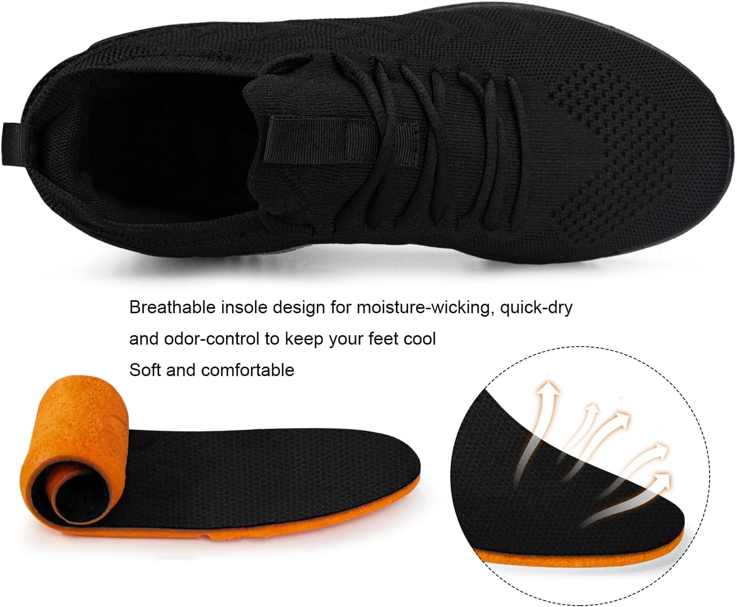 Pujcs Mens Tennis Shoes Slip on Sneakers Ligthtweight Wlking Running Shoes for Work Gym Workout Sports Atheletic - Image 3