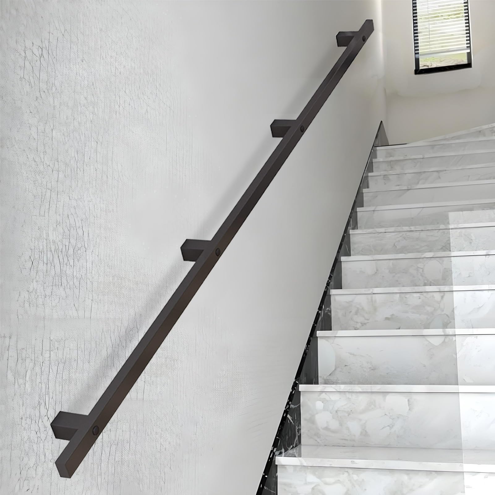 Rampe d'escalier en métal noir 270 cm pour mur intérieur et extérieur