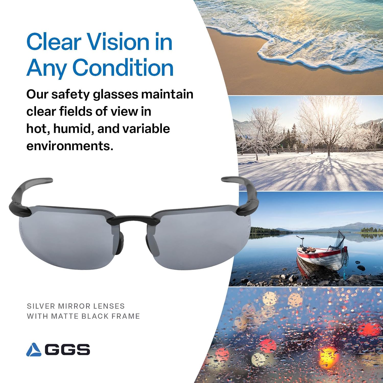 Bullhead Safety Eyewear Swordfish Glasses - Lightweight, Impact/Scratch Resistant, UV Blocking Sunglasses for Hunting/Shooting, Outdoor Sports, Construction, Silver Mirror/Matte Black