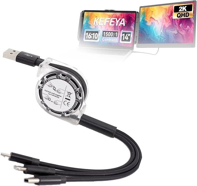 Cable Retráctil para Monitor Portátil de 14 Pulgadas