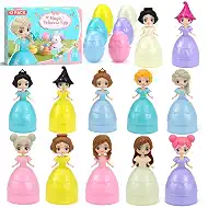 12PCS Pre Filled Easter Eggs Gifts for Kids with Transforms into Princess Toys Easter Basket Stuffers Easter Eggs Hunt Easter Party Favor Prize Classroom Rewards Toys for Girls