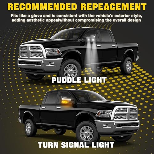 Miniatura 2 de WEILEITE Cubierta LED para lámpara de luz de charco para espejo delantero izquierdo del lado del conductor, compatible con Dodge Ram 1500 2009-2018