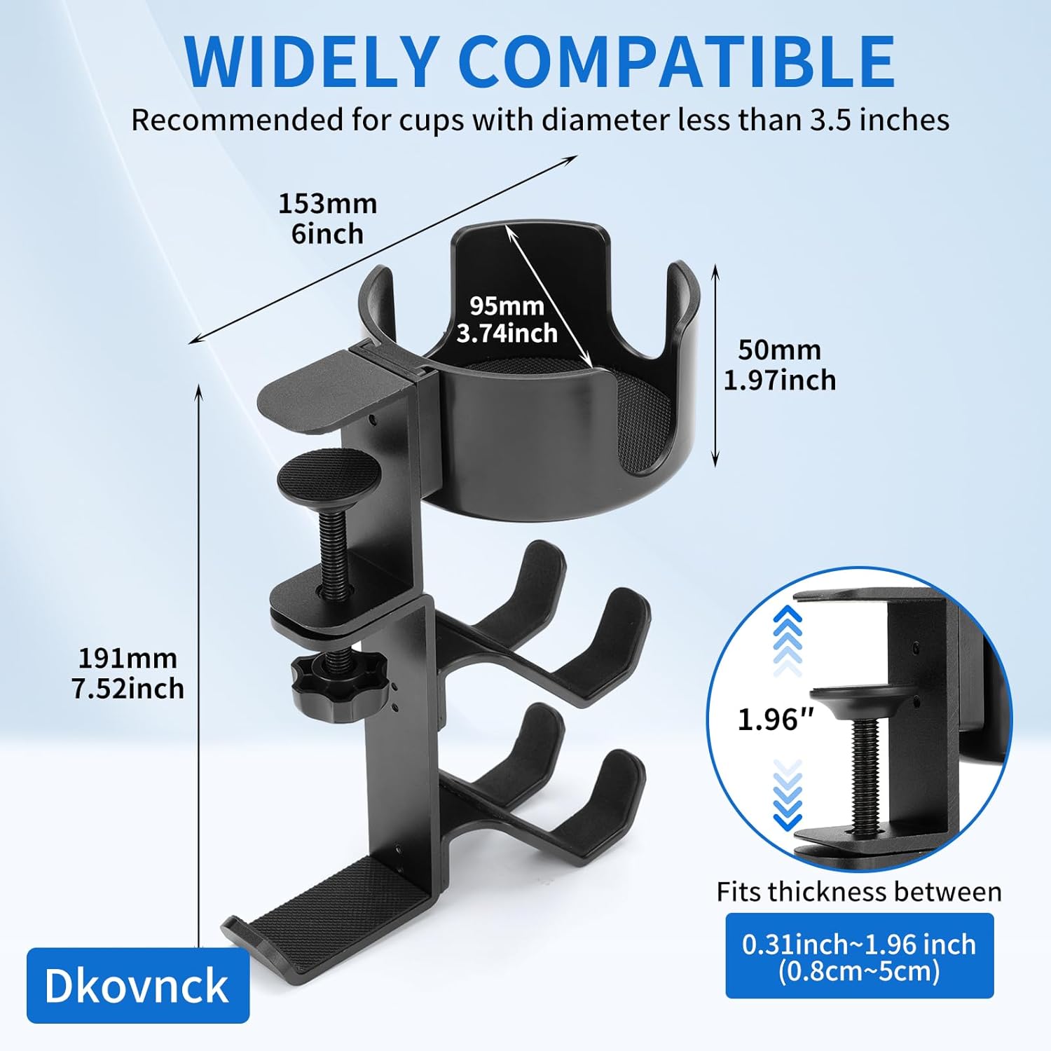 3 in 1 Desk Cup Holder Controller Stand Headphone Hanger 360° Rotating Clamp Mount Desk Stand 20lb Capacity for Xbox PS4 PS5 Switch