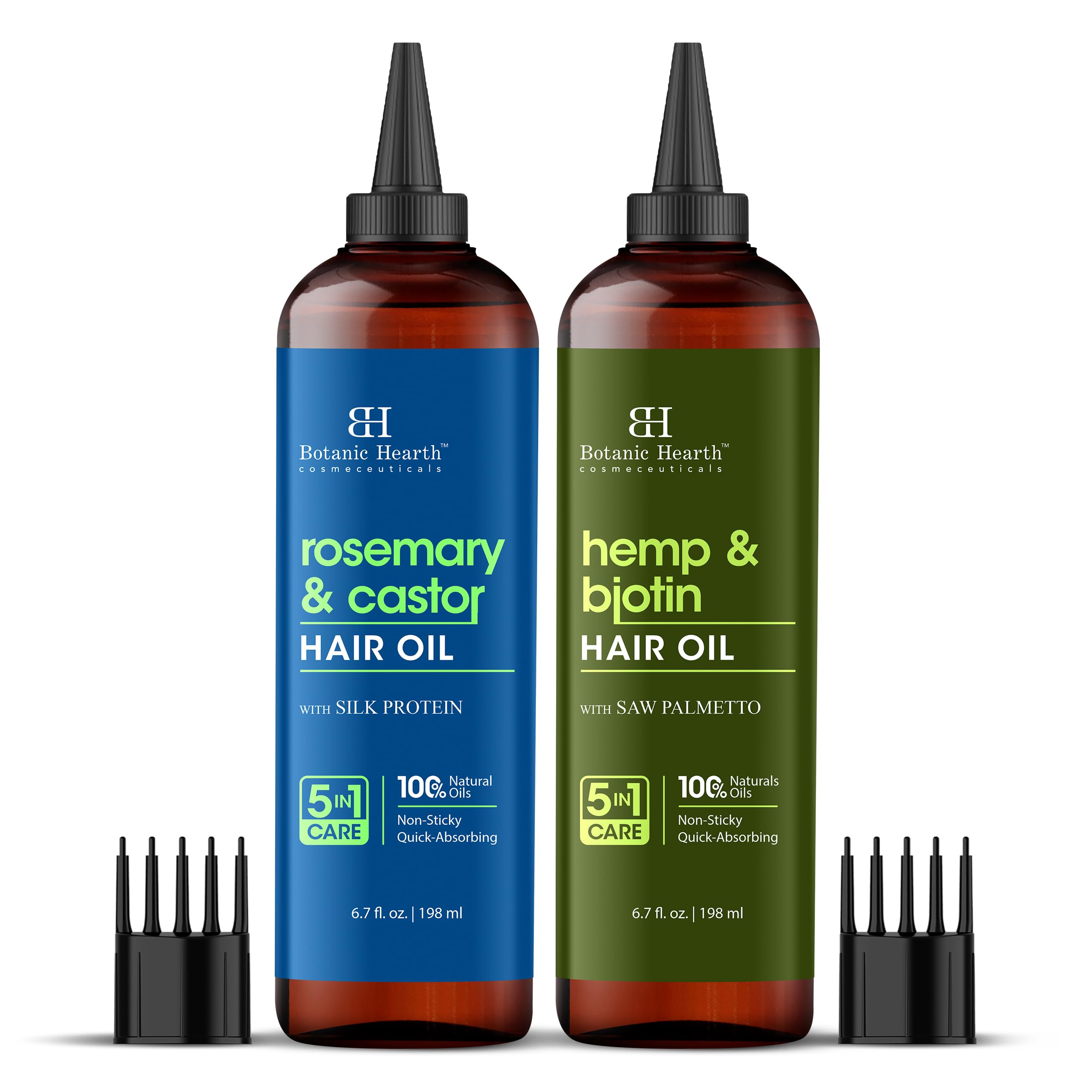 Botanic Hearth Rosemary & Castor and Hemp & Biotin hair oil Combo Set 6.7 fl oz each