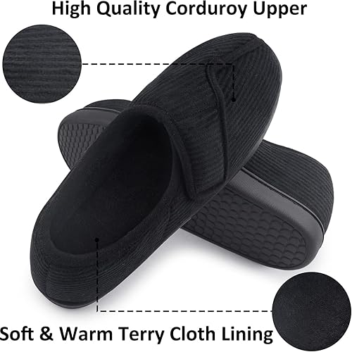 Miniatura 2 de Git-up Pantuflas diabéticas para hombre, artritis, edema, cierre ajustable, puntera hinchada, pies hinchados, pantuflas de espuma viscoelástica,