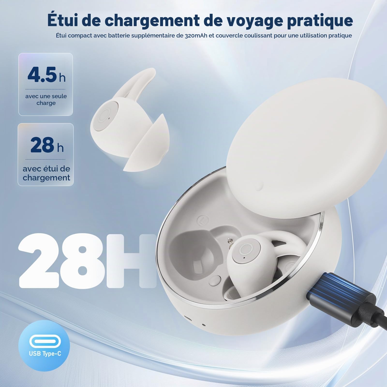 Novonell Snooze Pods Pro, éCouteurs Pour Dormir, éCouteurs Anti-Ronflement Pour Les Personnes Dormant Sur Le CôTé, Novonell Sleep Pods, éCouteurs Pour Dormir Bluetooth, Mini éCouteurs Bluetooth Sleepb