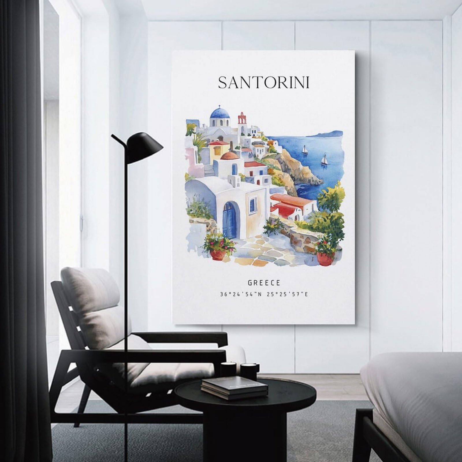 Junmoney Canvas Art Print Santorini Greece Travel(4), 20x30inch(50x75cm), for Living Room, Bedroom Or Home Office, A Wall Art Gift for Fresh Interiors