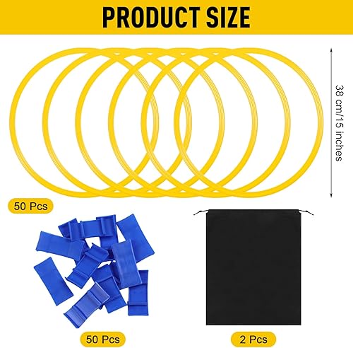 Miniatura 2 de Shappy 50 anillos de agilidad con bolsas de almacenamiento, anillos de entrenamiento de agilidad de 15 pulgadas, anillos de ejercicio de plástico,