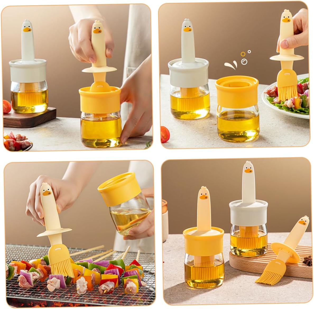 SHOWERORO 2 Pcs Oil Dispenser Bottle with Brush for Cooking Baking and Bbq Versatile Oil Sprayer for Precise Pouring and Bastingthe Kitchen and Grilling
