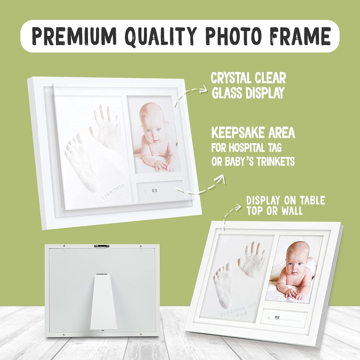 Baby Handprint Footprint Ornament Keepsake Kit and Personalized Baby Handprint and Footprint Kit Bundle - Baby Shower Gifts, Christmas Gifts (Multi-Colored) - Nursery Decor (Alpine White)