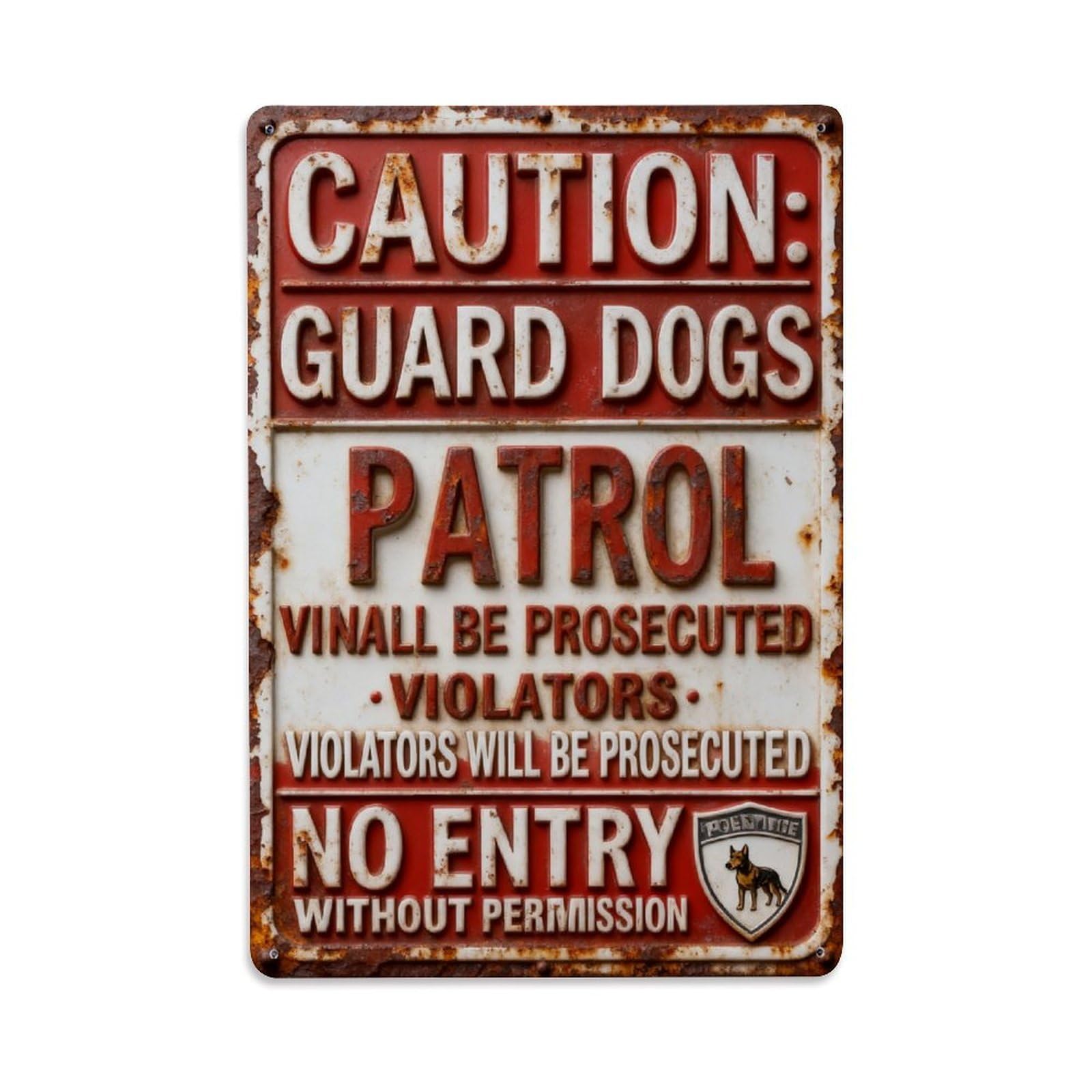 Beware Of Dogs Dogs Will Bite No Trespassing Soliciting Vintage Metal Tin Sign Retro Wall Decor, Bar Garage Cafe Kitchen Home Wall Art Poster Decoration 8x12inches