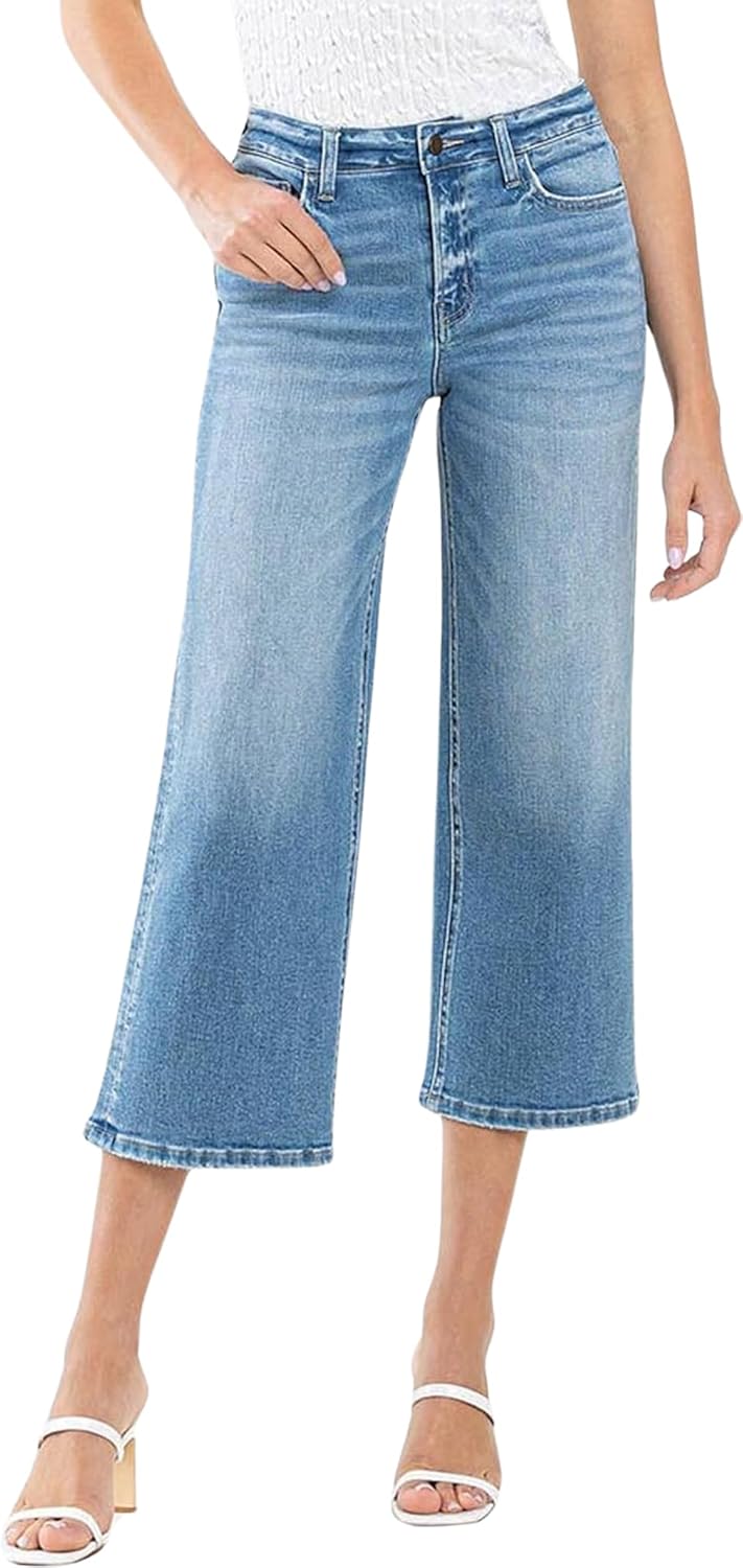Flying Monkey Women's High-Rise Cropped Wide Leg Jeans F5365 (Beckoned, 29)