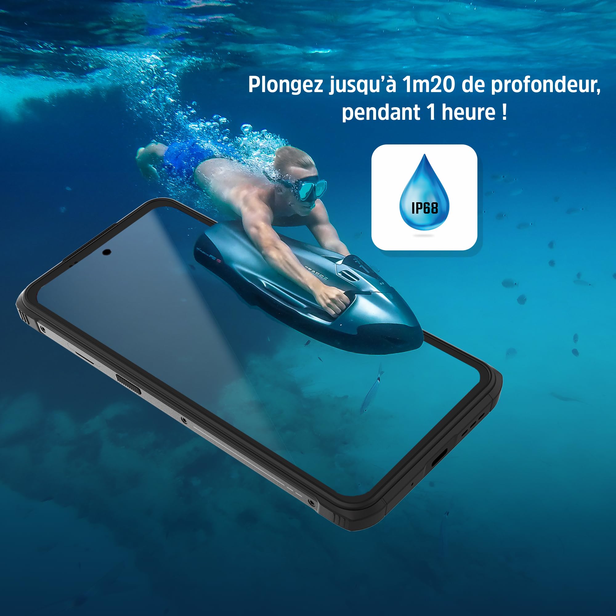 Energizer Smartphone 6.78'', 5G, Batterie de 4900mAh, Mémoire ROM 128Go RAM 4Go, résistant à l'eau et aux Chocs