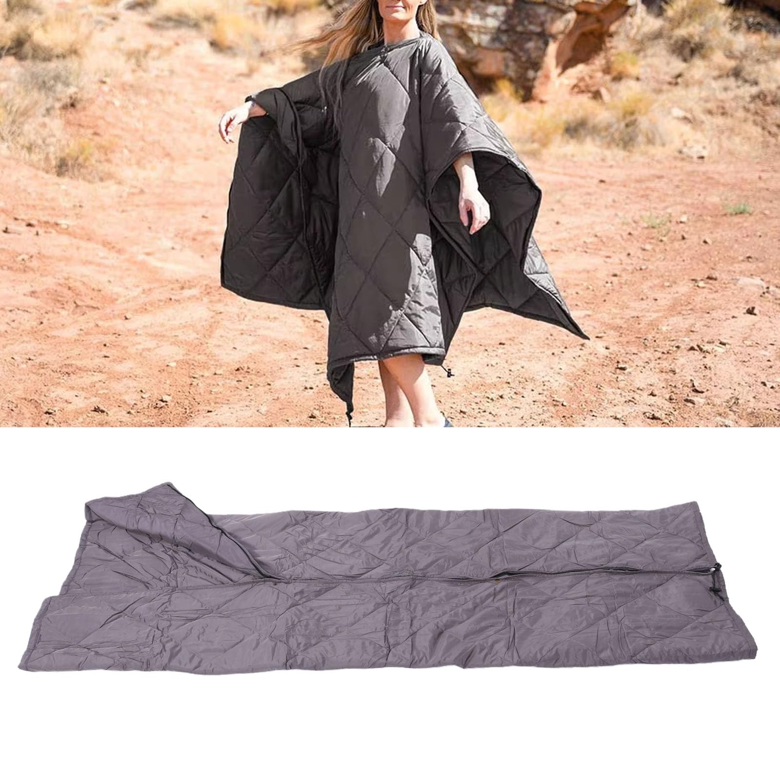 Coperta da Campeggio Scialle Indossabile Compatto Coperta da Campeggio 4 in 1 Sacco a Pelo Trapuntato per Esterni per falò da Viaggio