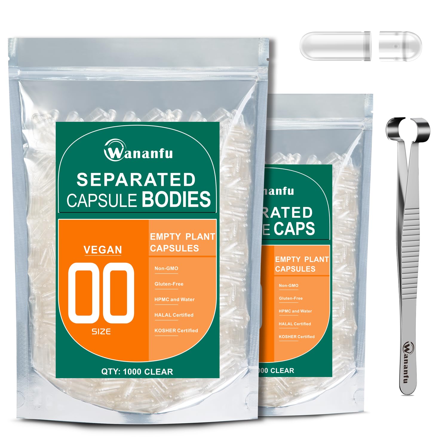 Amazon.com: wananfu Size 00 Separated Empty Capsules Vegetarian