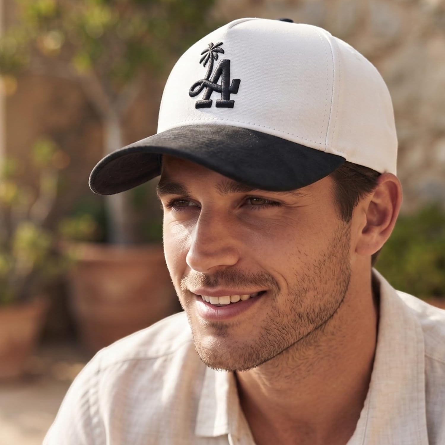 LA Palm Tree Baseball - Premium A-Frame Snapback One Size Fits All Men's and Women's Hat Adjustable Cotton Suede
