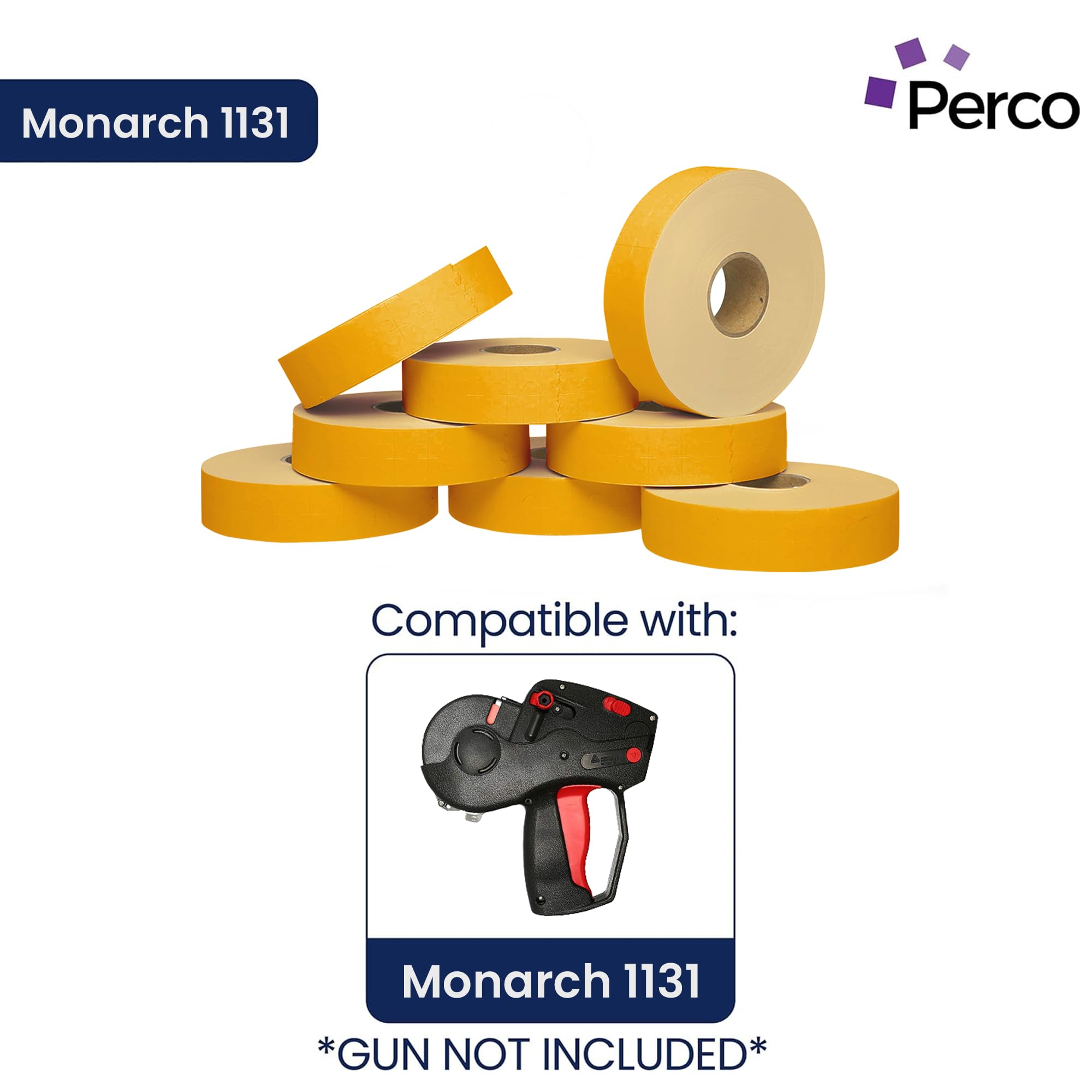 Étiquettes de prix orange fluo pour pistolet de prix Monarch 1131 - 3 manchons, 24 rouleaux - 60 000 étiquettes de marquage de prix - avec rouleaux d'encre inclus