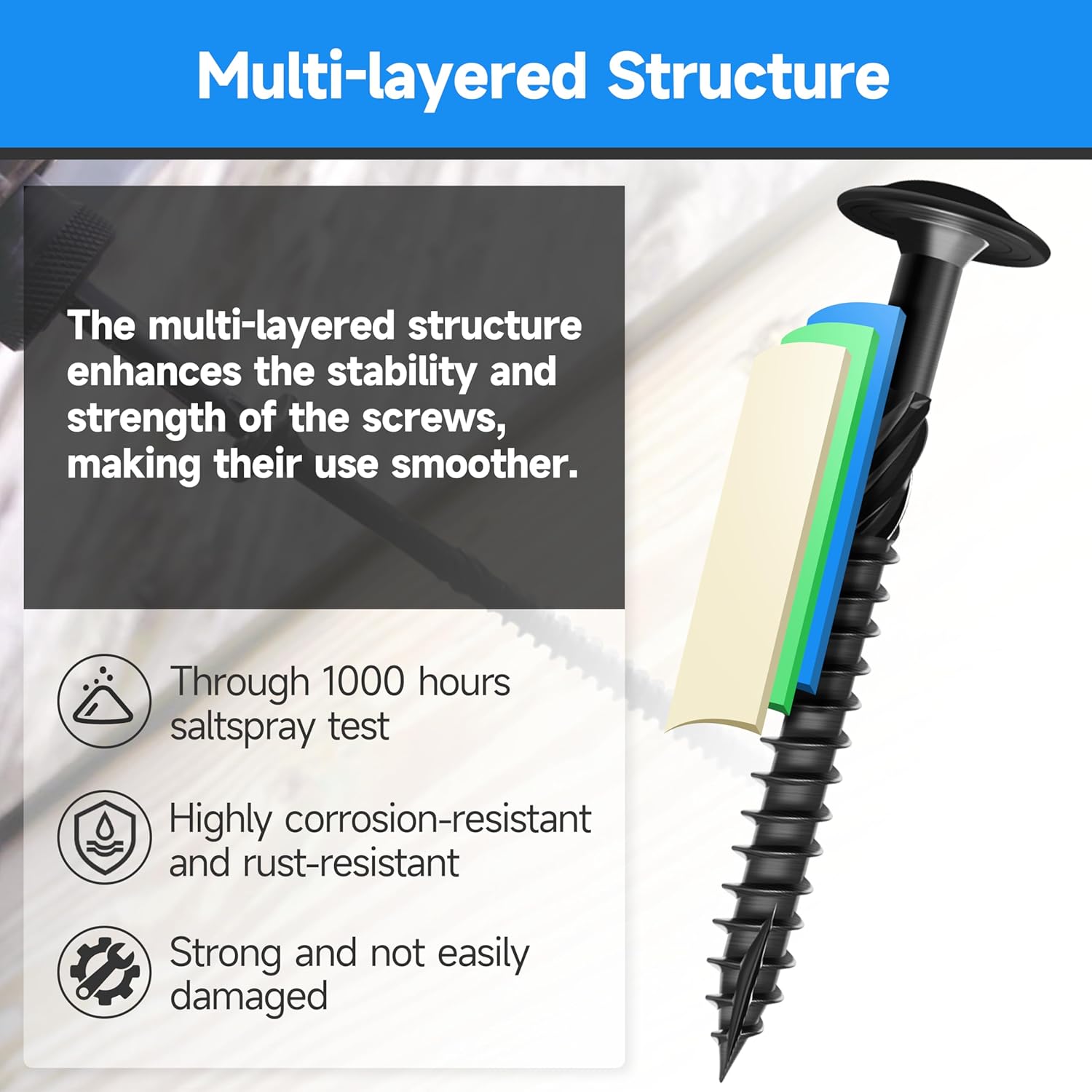 Lag Screws 5 Inch, Construction Wood Screw #14 x 5, 100-Pack Heavy Duty Self Driiling Structural Screws, Black Anti-Rust Coated Exterior Wood/Lag/Timber Screws, Torx/Star Drive Lag Bolts