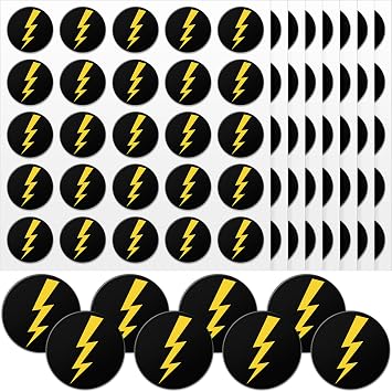 Jecery 200 Pcs Helmet Stickers Baseball Softball Helmet Baseball Stickers 1.1 Inch Lightning Bolt Vinyl Decals Self Adhesive for Softball Lacrosse WallBlack Print Gold