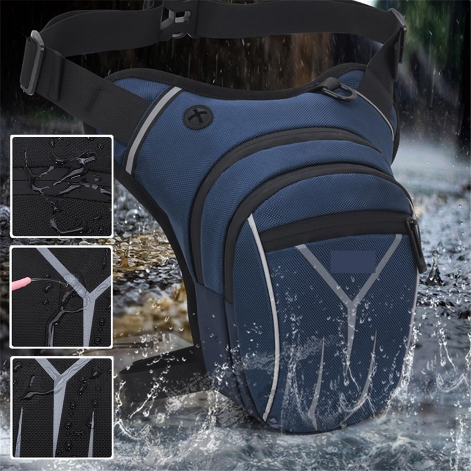 Bolsa Pierna Moto Riñonera for Motocicleta, Tipo cinturón, for teléfono Masculino(Black)