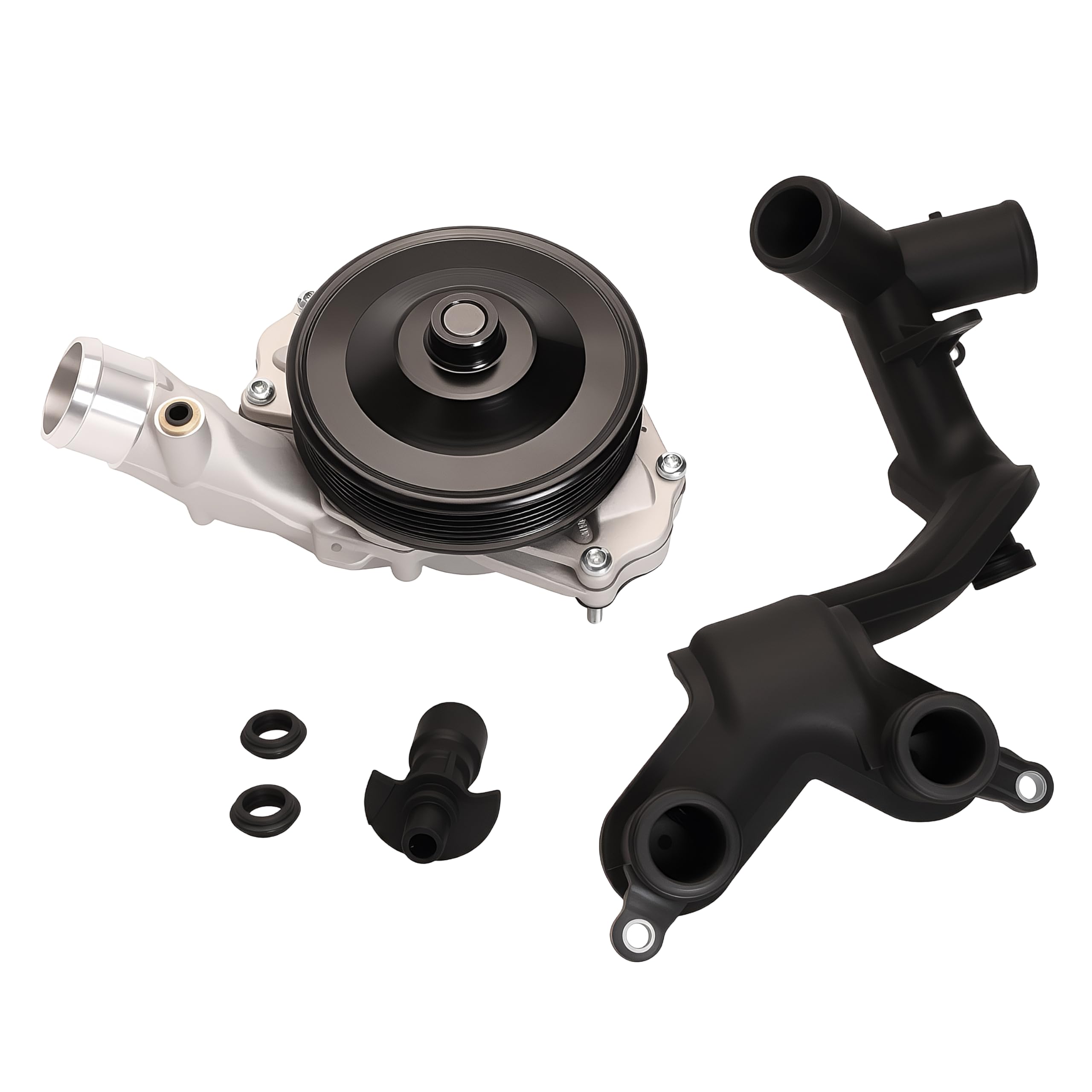 Riyhch Water Pump + Engine Oil Cooler Inlet Connector + Water Pump Outlet Thermostat Crossover Pipe Tube, Compatible with Land Rover LR4/Range Rover/