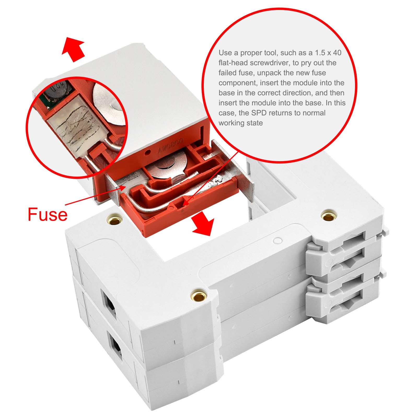 Heschen Surge Protective Device SPD, HS-20RT-C, 2P 275VAC 20KA, Built-in replaceable over current fuse, Low-Voltage Arrester - Image 3