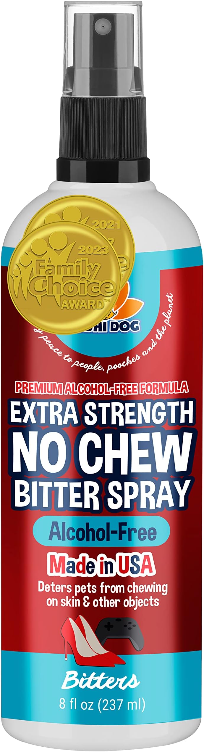 Bodhi Dog Bitter 2-in-1 No Chew & Hot Spot Spray (Alcohol Free) - Natural Anti-Chew Remedy Better Than Bitter Apple - Soothes Hot Spots, Deters Chewing - Safe for Skin, Wounds & Furniture (8 Fl Oz)