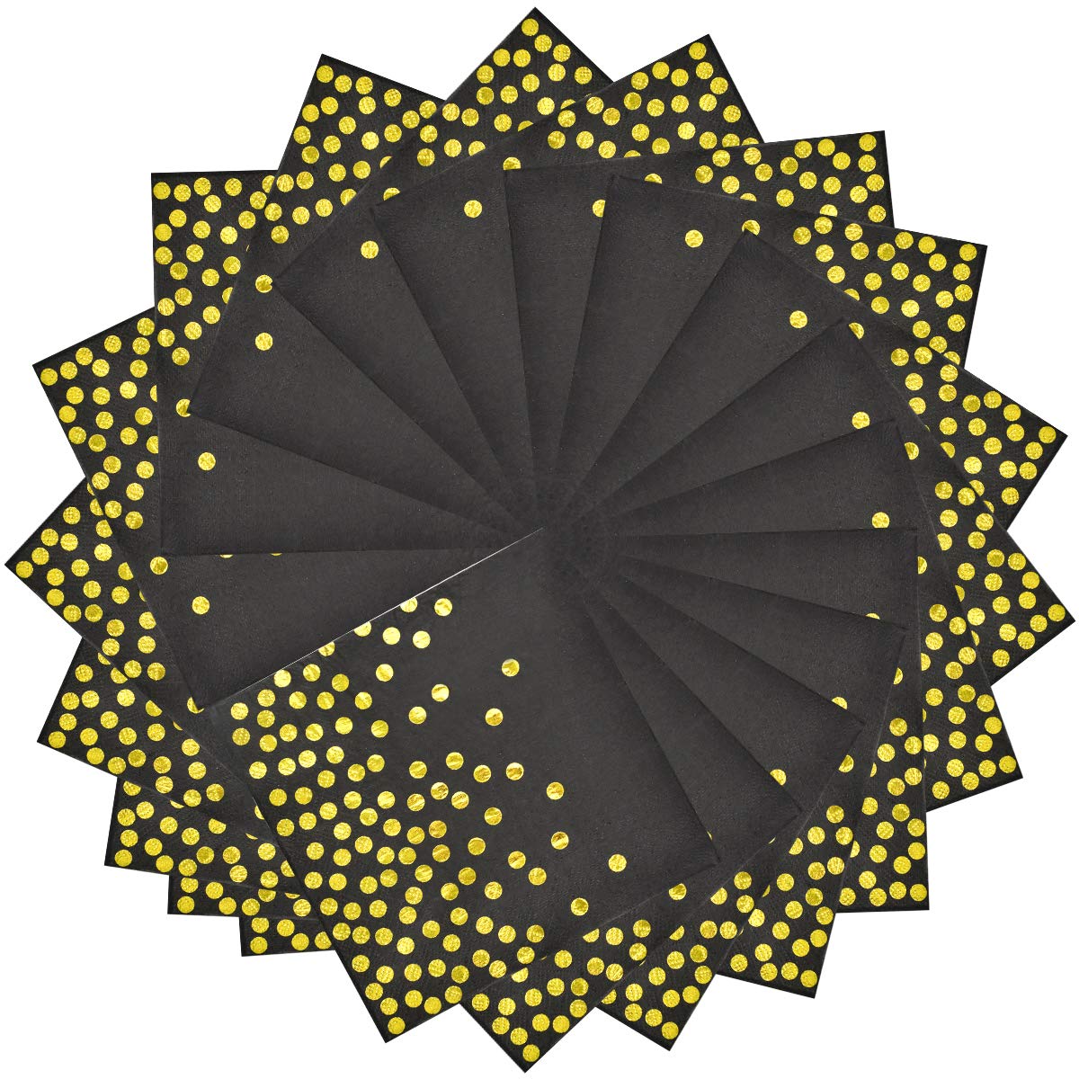 50 Party-Servietten Schwarz-gold Mit Sternen – 33x33 Cm, Einweg-Papierservietten Für Silvester, Hochzeit & Feiern