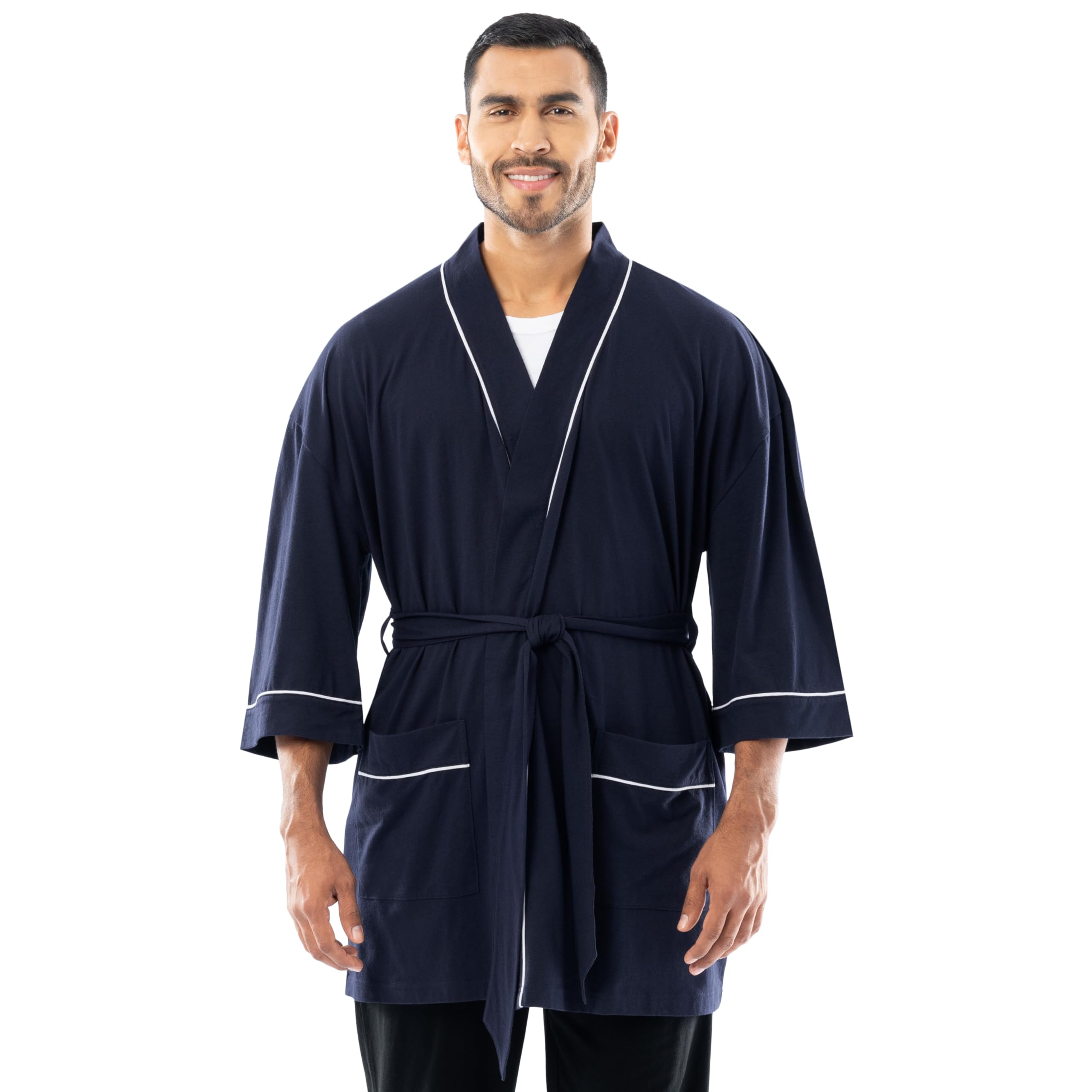 fruit of the loom Men's Jersey Knit Kimono Robe-picture-21
