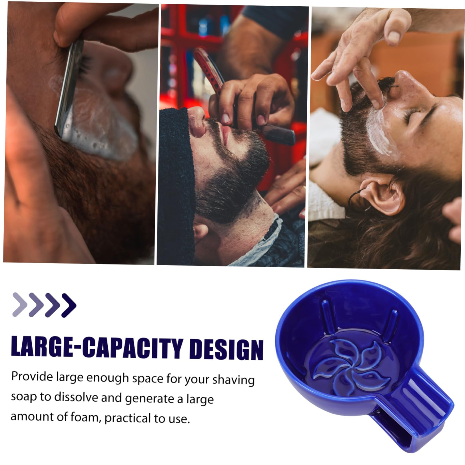 Ciotola da Barba in Ceramica Blu, Alta Capacità per Schiuma da Barba Densa, Ciotola per Rasatura Uomo, Accessorio per Cura Personale Quotidiana
