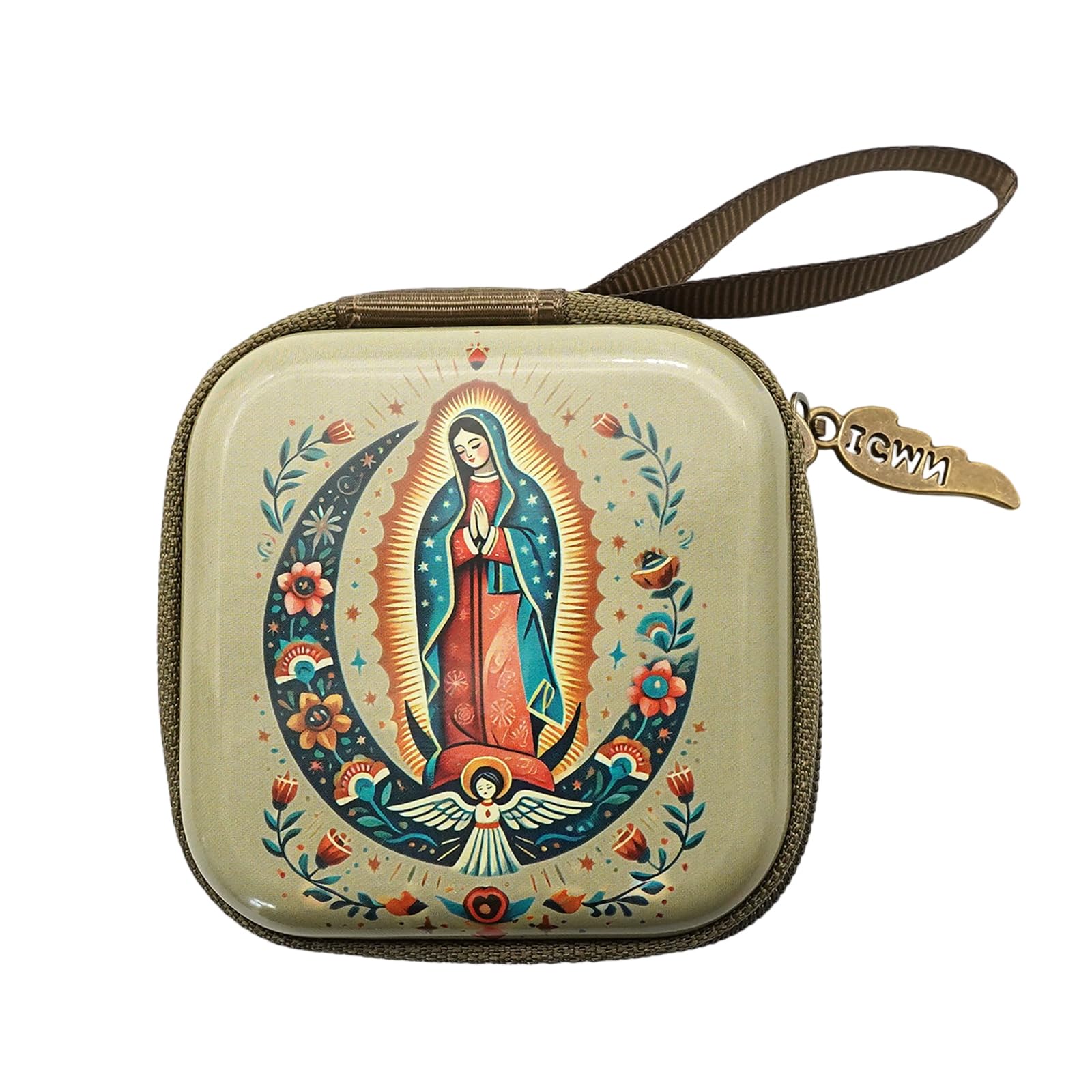 HGENAHGTF Sturdy Rosary Organizers Bag with Cartoon Pattern Multipurpose Religious Item Carriers for Home Travel Use Square Cartoon Rosary Pouches