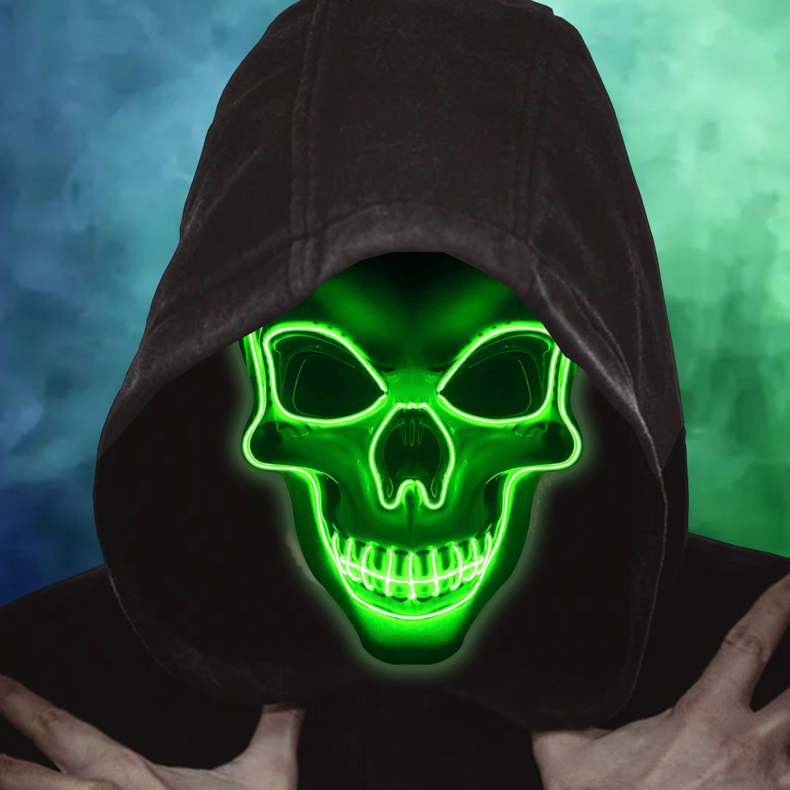 OceanWings Halloween Scary Mask Light Up Mask for Party Favor Supplies with 3 Modes