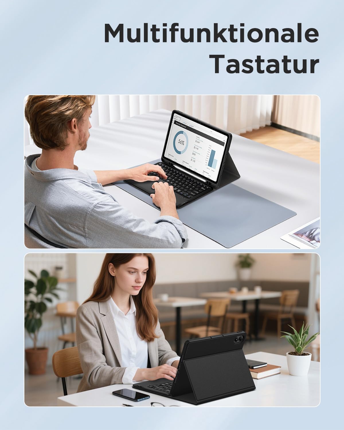 EasyAcc Tastatur Hülle Kompatibel mit Xiaomi Redmi Pad 2 Pro 12.1 Zoll 2025 mit Schutzfolie, [QWERTZ Deutsches], Abnehmbar Tastatur Schutzhülle mit Pencil Halter (Schwarz)