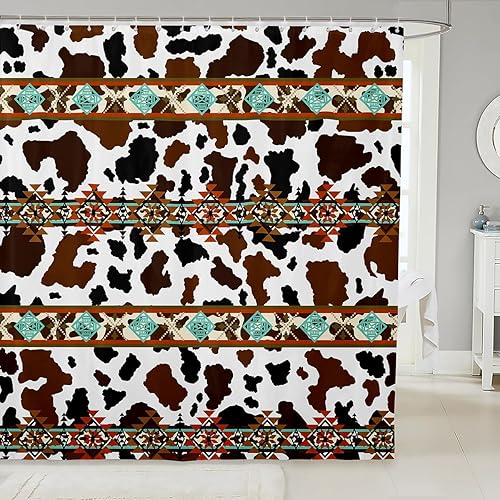 Miniatura 34 de Cortina de baño azteca de 72 pulgadas de ancho x 72 pulgadas de largo, cortina de ducha étnica tribal con flechas occidentales, juego de cortina