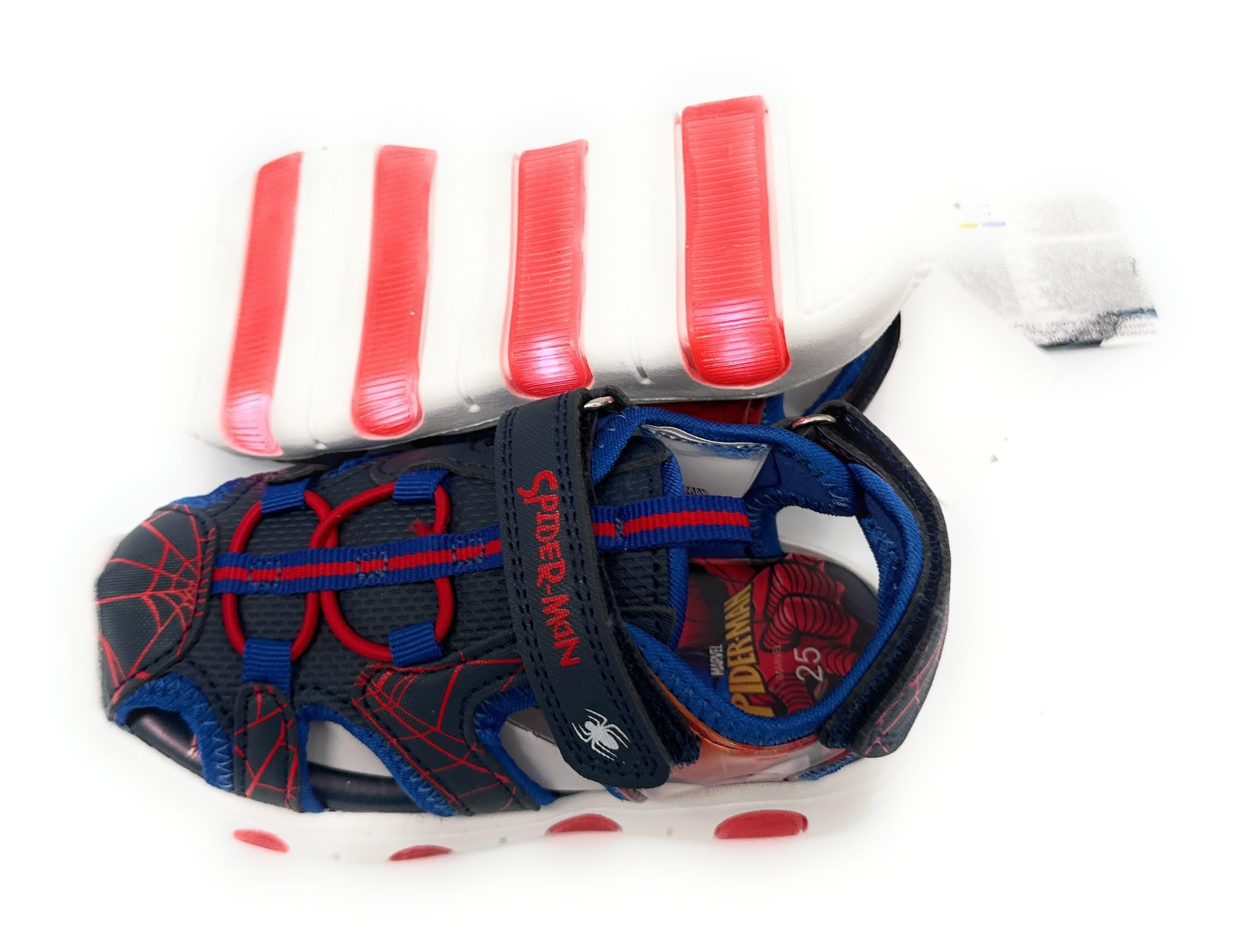 Scarpe Sandalo Chiuso Sneakers per Bambini Spider-Man Luci LED, Suola Luminosa, Luce Rossa,Varie Taglie (nerom Rosso, Sistema Taglie Calzature EU, Bambino Piccolo (2-5 Anni), Numero, Media, 27)