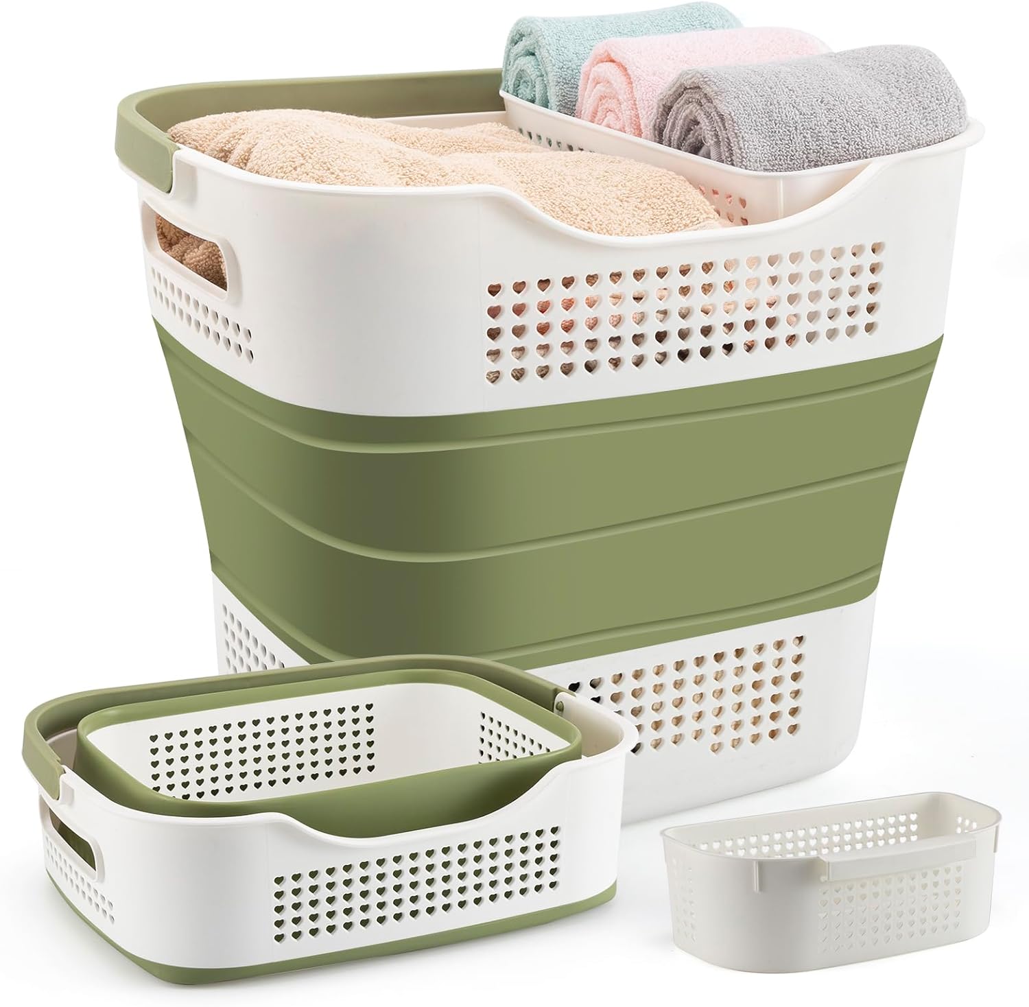 Collapsible plastic laundry hamper basket collapsible