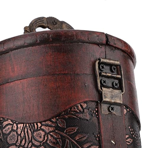 Miniatura 9 de Caja de madera para vino, caja de almacenamiento de madera antigua, caja de almacenamiento de baratijas con asa, soporte de almacenamiento de madera