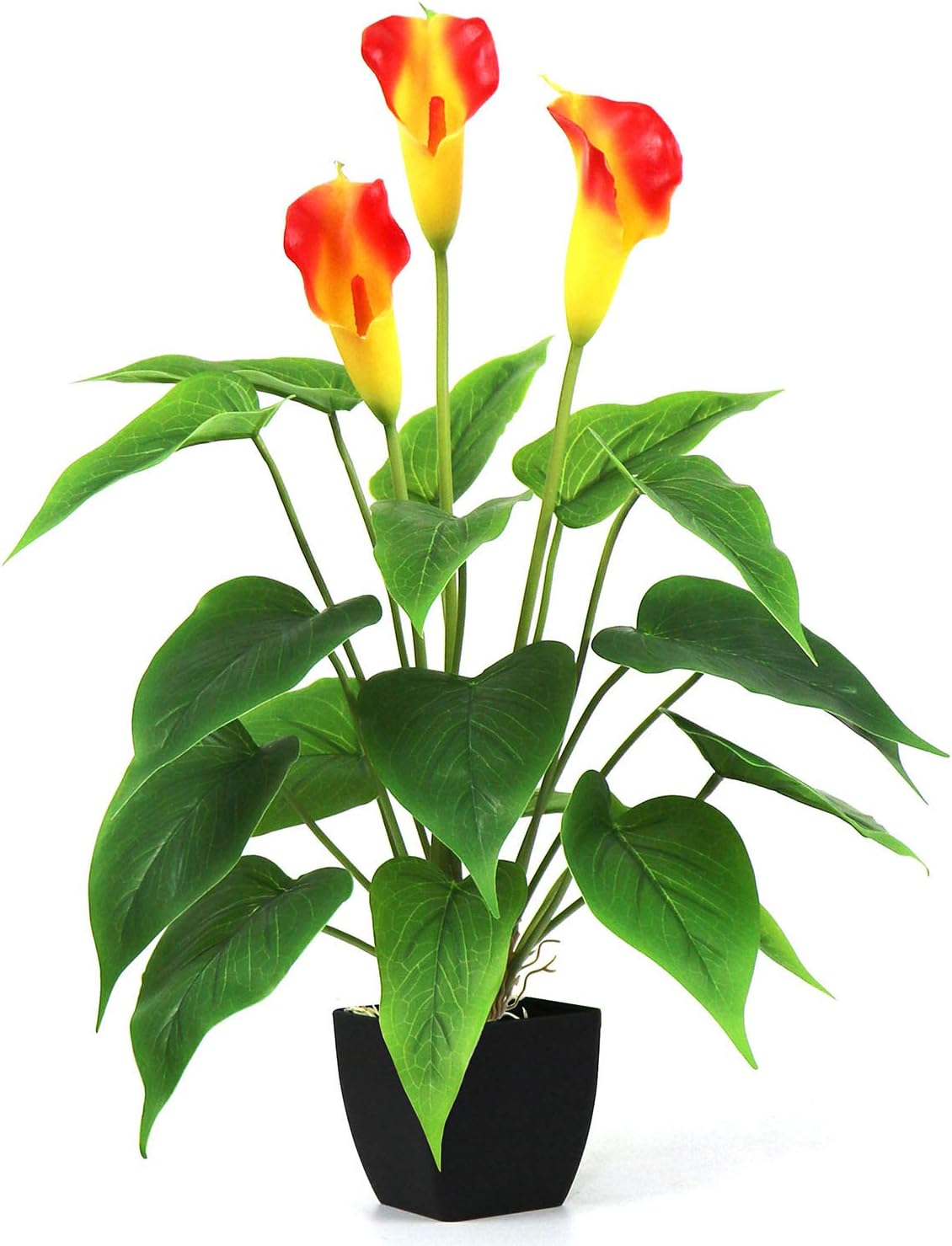 Ollain Artificial Flowers Fake Orchid 16" Faux Calla Lily Plastic Greenery Shrubs Indoor Outdoor UV Resistant Small Plants Home Party Office Wedding Garden Decor (Orange)