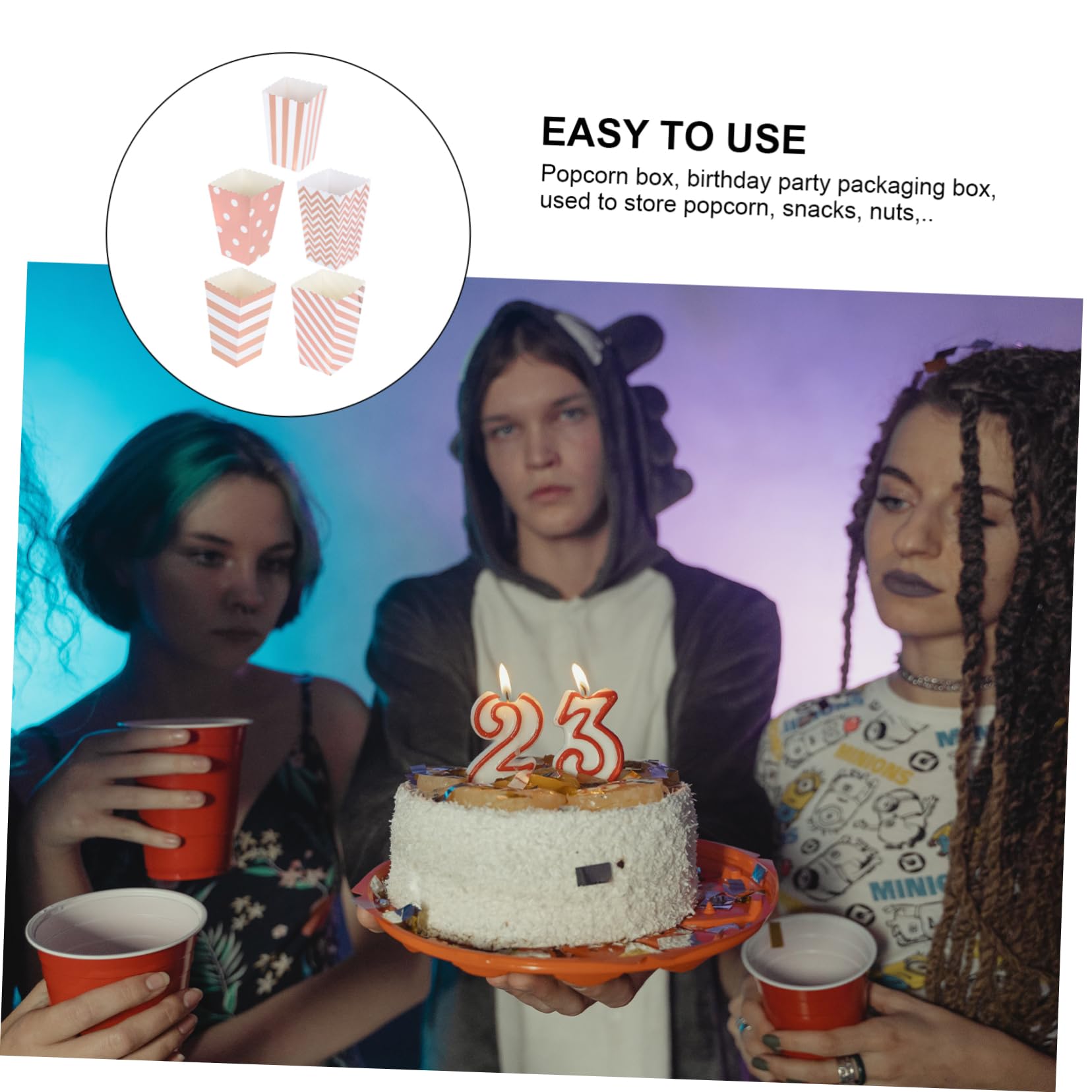 NAMOARLY Creative Popcorn Carton Snack Paper Box French Fries Storage Lightweight Party Containers