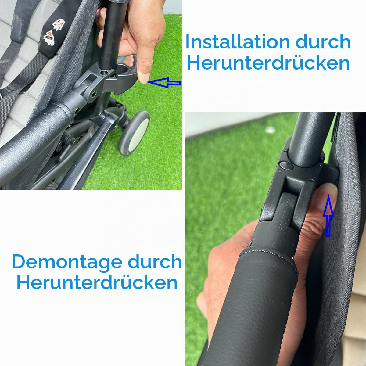 Baby Kinderwagen Zubehör Stoßstange Armlehne Griff Querstange Kompatibel mit Babyzen YoYo 2 und Yoyo+, BSP01, Schwarz