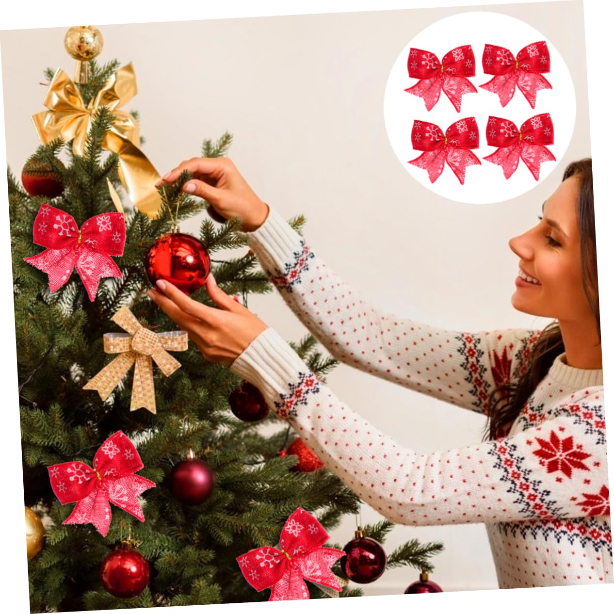 STOBOK 16piezas Lazos De Arpillera Diseño De para Decoración Navideña Adornos Rústicos para Árbol De Navidad y Festividades