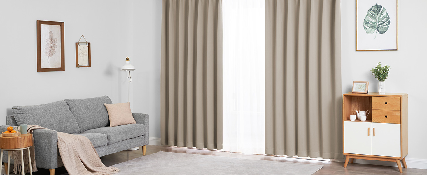 Amazon｜Hansleep カーテン 1級遮光 4枚組 セット カーキ 幅150cm丈