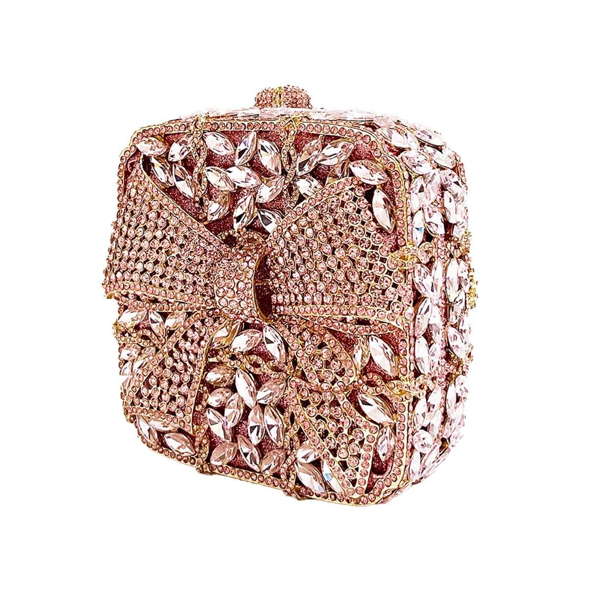 Shining - Bolso de mano para mujer, diseño de lazo y cristal, con diamantes de imitación, para boda, fiesta de graduación