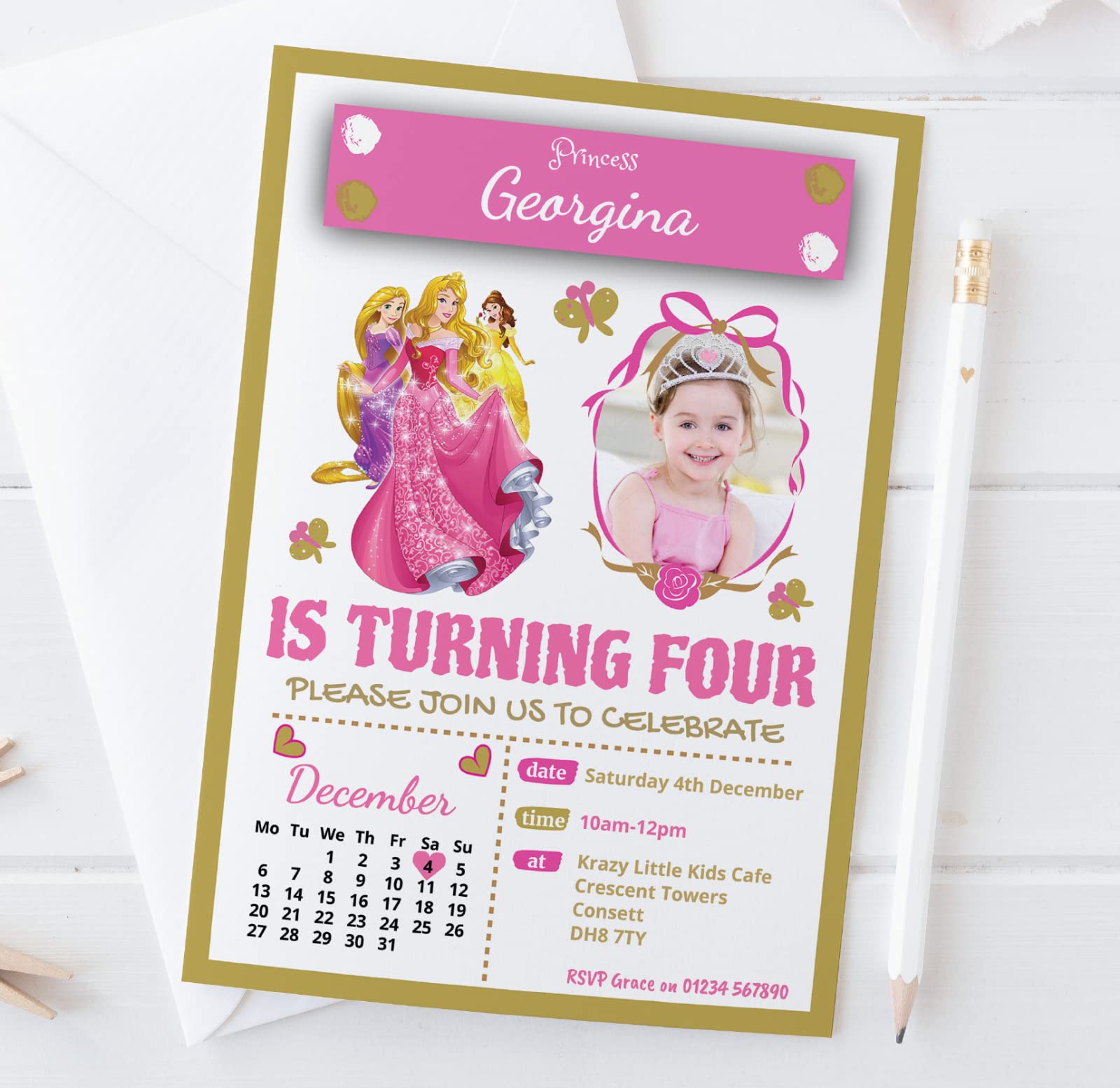 Personal Moments 10 Personalised Disney Princess Birthday Party Invitations Invites Any Age +Env
