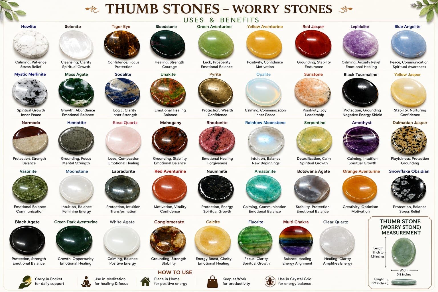 Treinta piedras preciosas piedras de preocupación Reiki cristal curativo regalo de bienestar metafísico pulgar piedra poderosa meditación energía hecha a mano