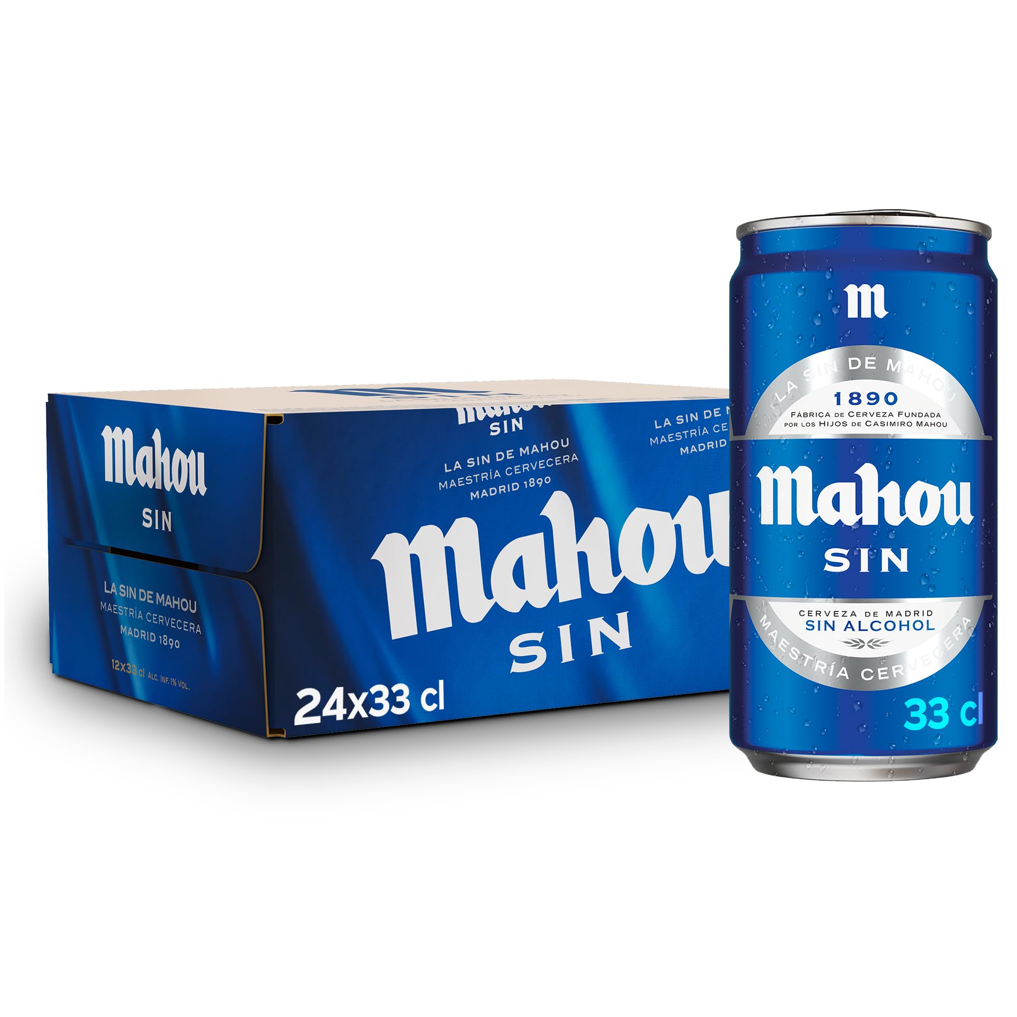 Mahou Sin 0.0 Pack 24 Latas x 33cl Cerveza Sin Alcohol Lager