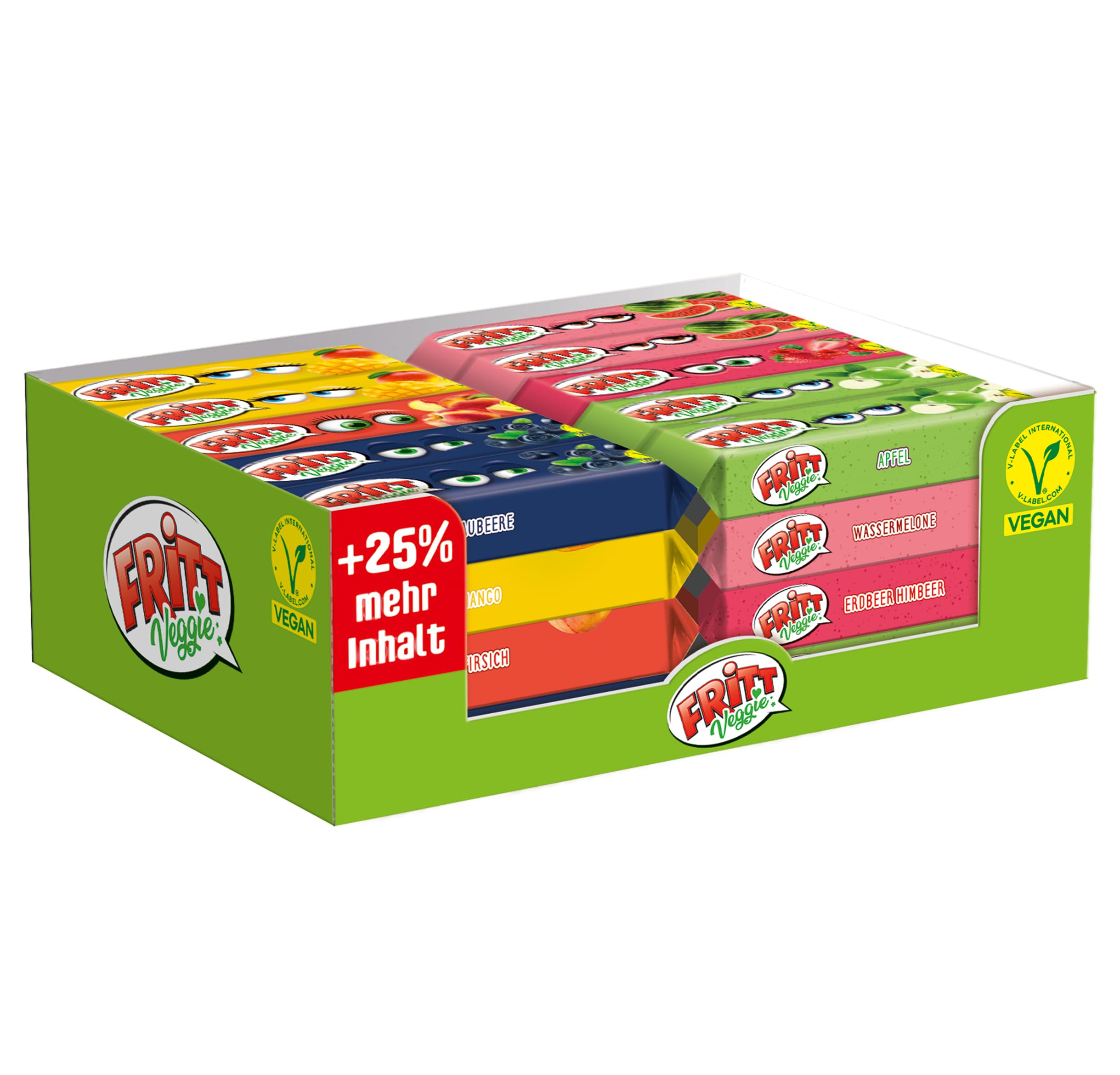 FRITT Vegan 40 x 70g, vegane Kaubonbons in 6 fruchtigen Sorten mit Vitamin C, Großpackung